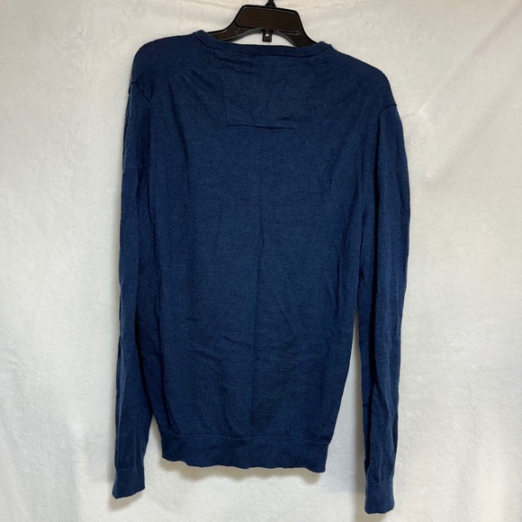 Calvin Klein Sweater Men's LG Blue Long Sleeve Pullover Extra Fine Merino Wool - Picture 4 of 6